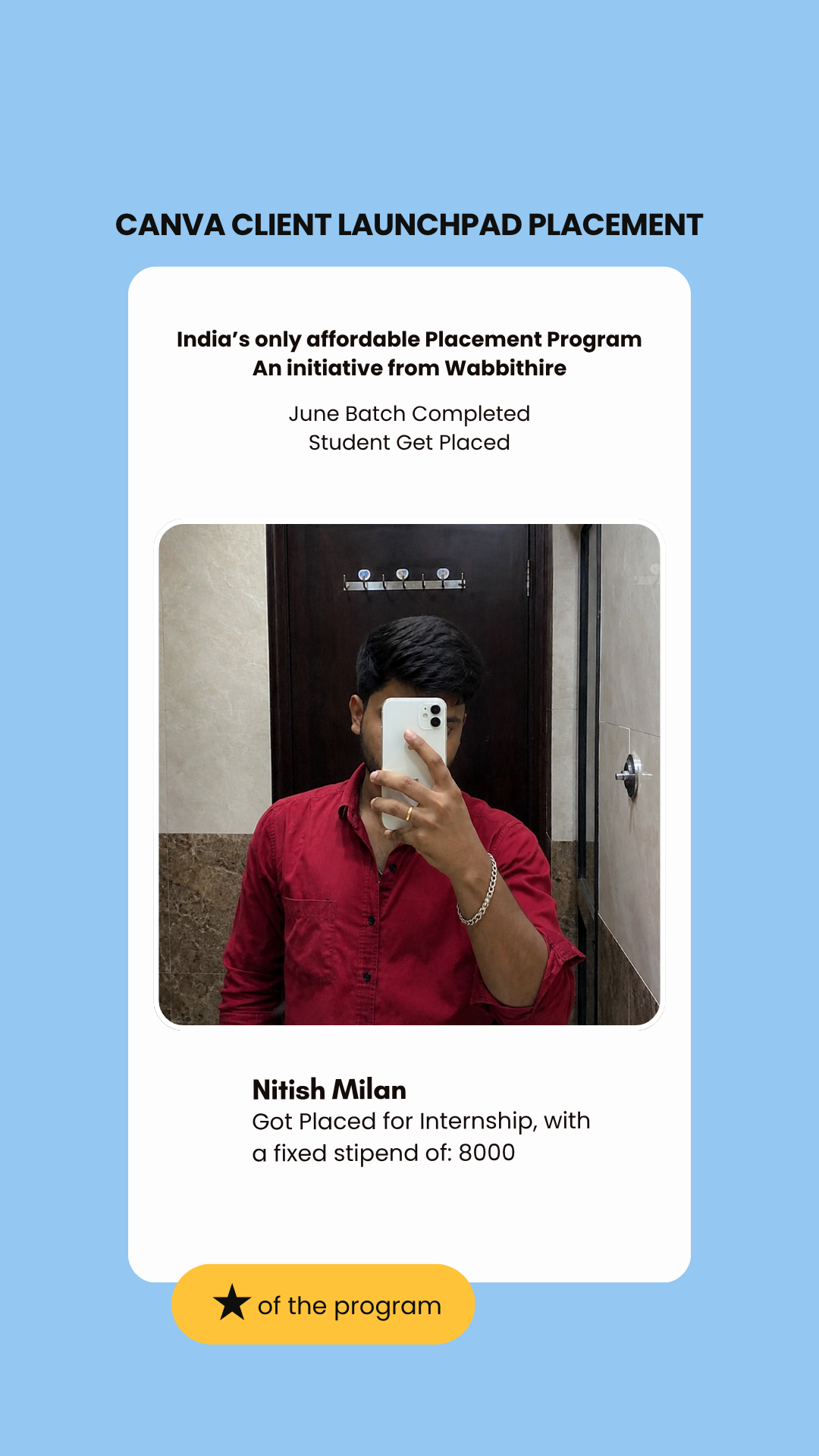 Nitish Milan — placed through Wabbithire Client Launchpad