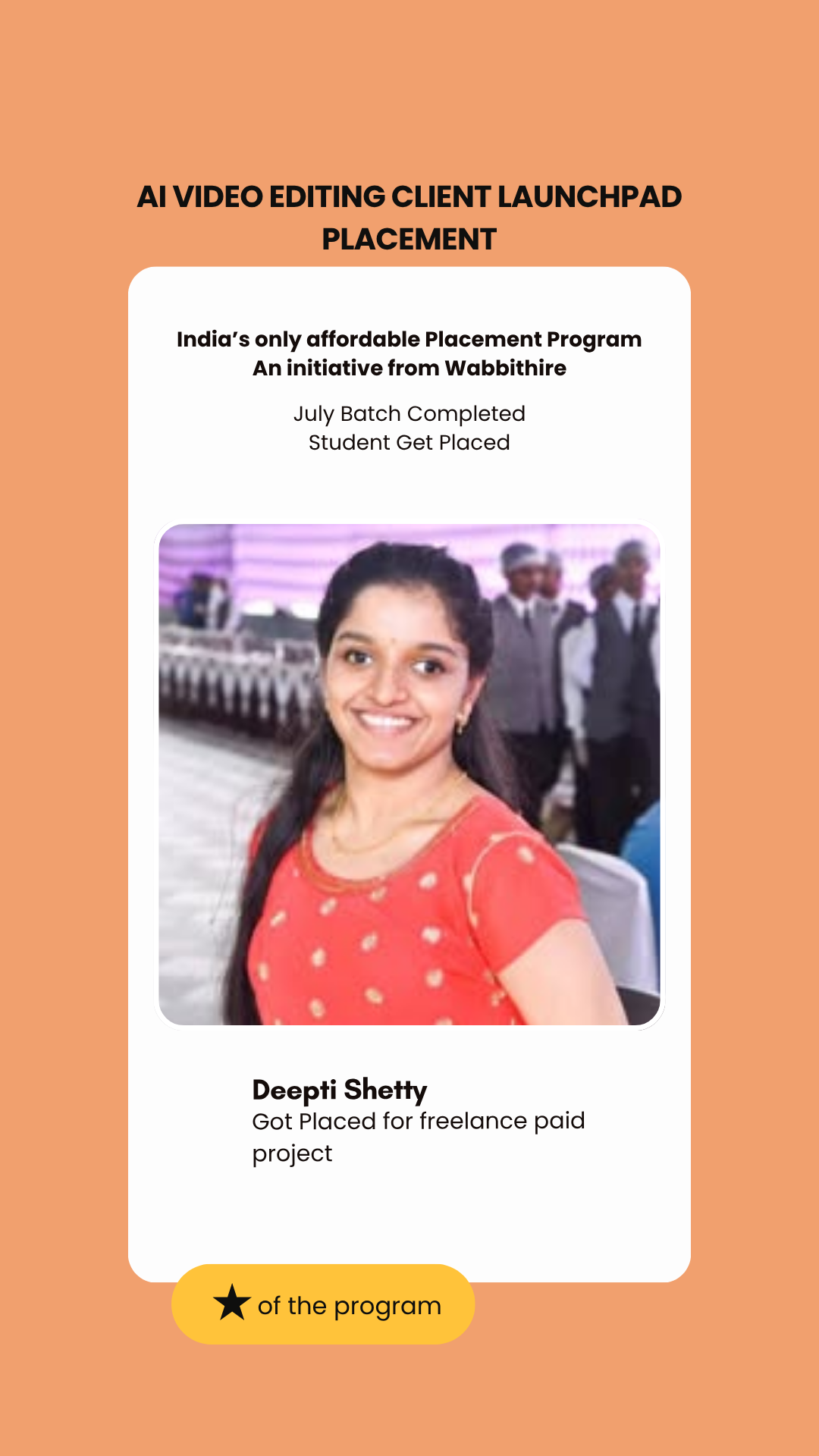 Deepti Shetty — placed through Wabbithire Client Launchpad