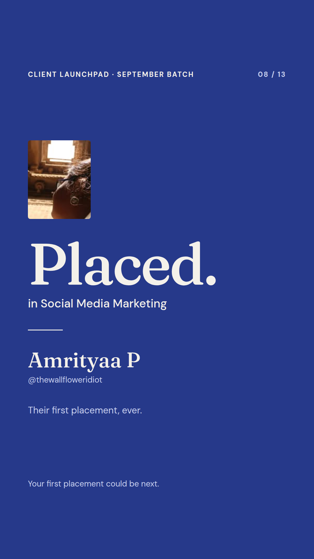 Amrityaa P — Social Media Initiative placement, Wabbithire