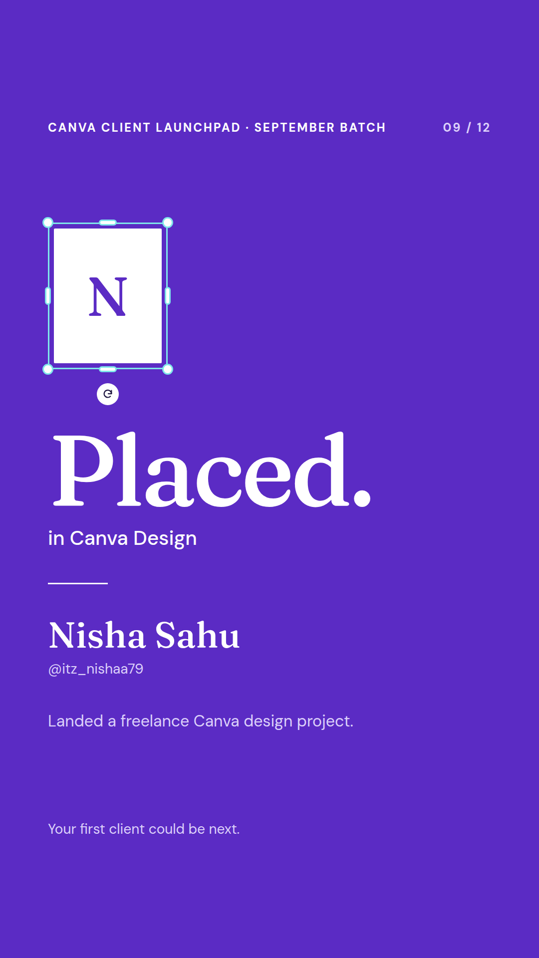 Nisha Sahu — Canva Initiative placement, Wabbithire