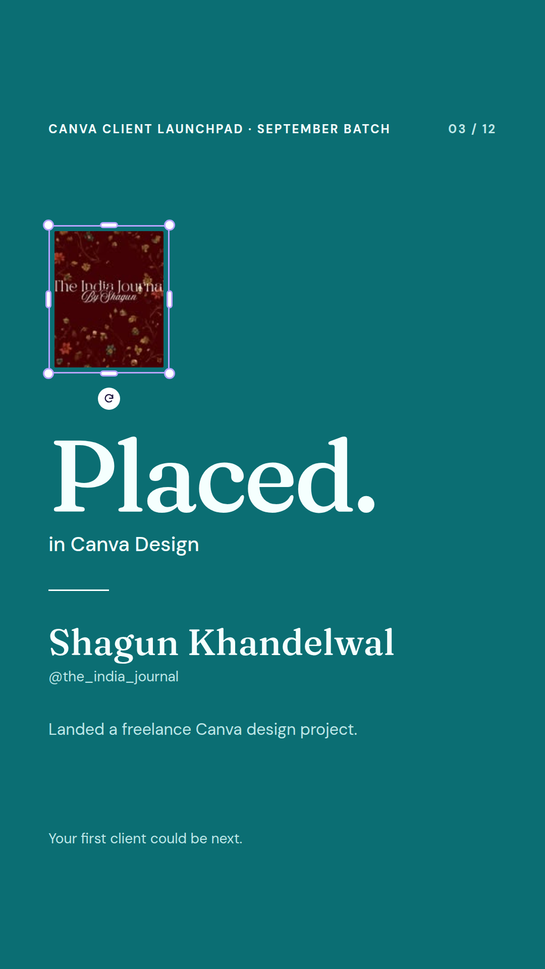 Shagun Khandelwal — Canva Initiative placement, Wabbithire