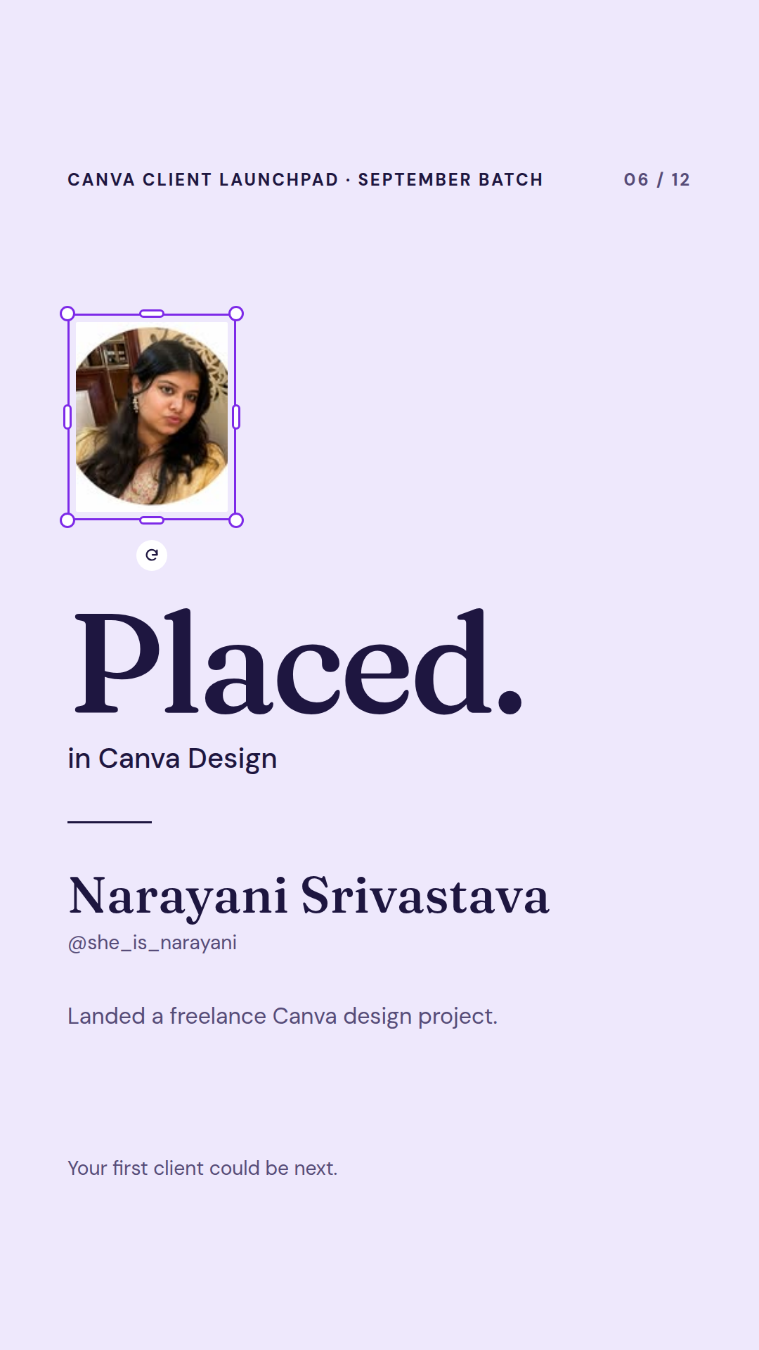 Narayani Srivastava — Canva Initiative placement, Wabbithire