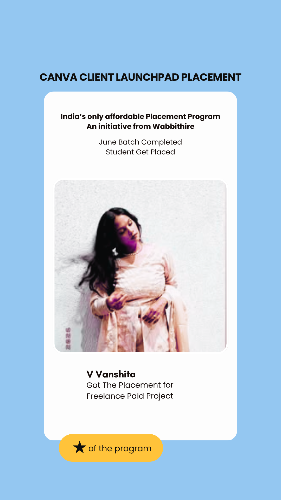 V Vanshita — placed through Wabbithire Client Launchpad