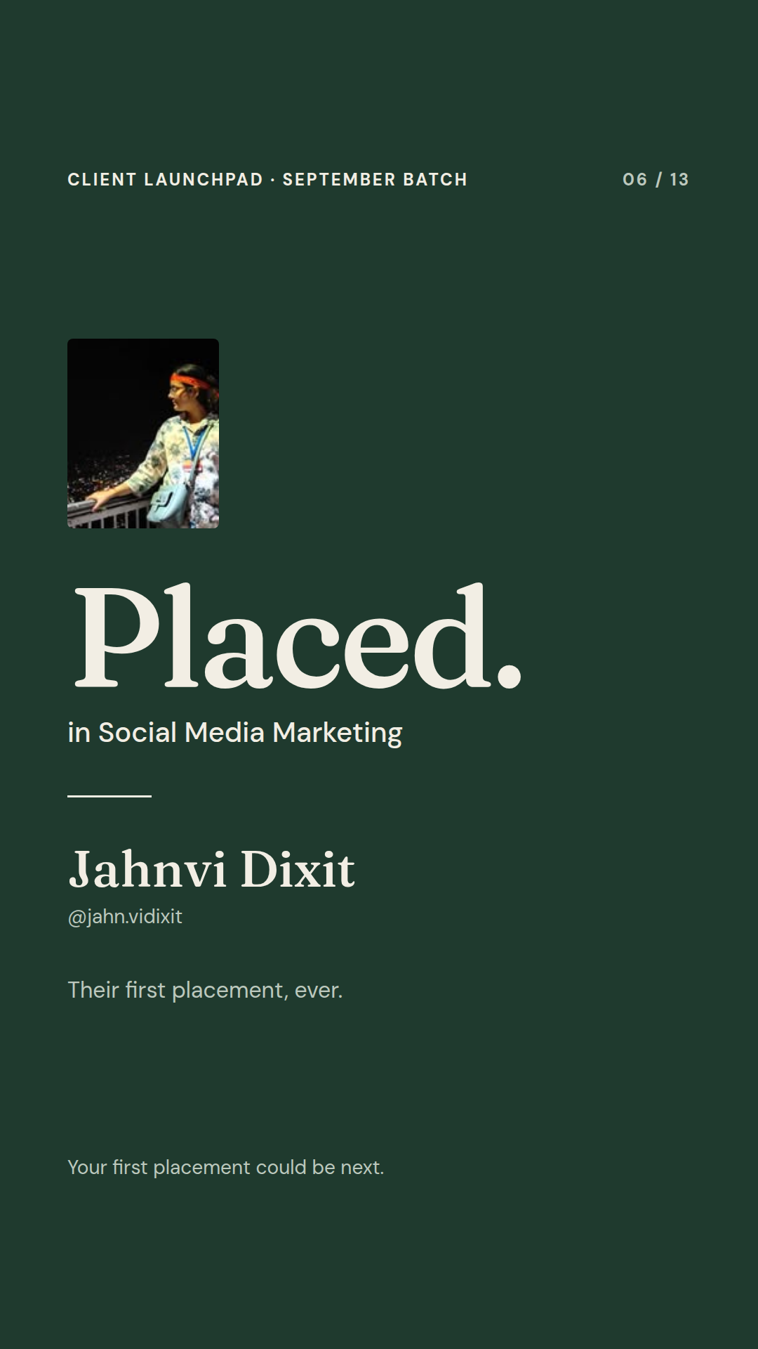 Jahnvi Dixit — Social Media Initiative placement, Wabbithire