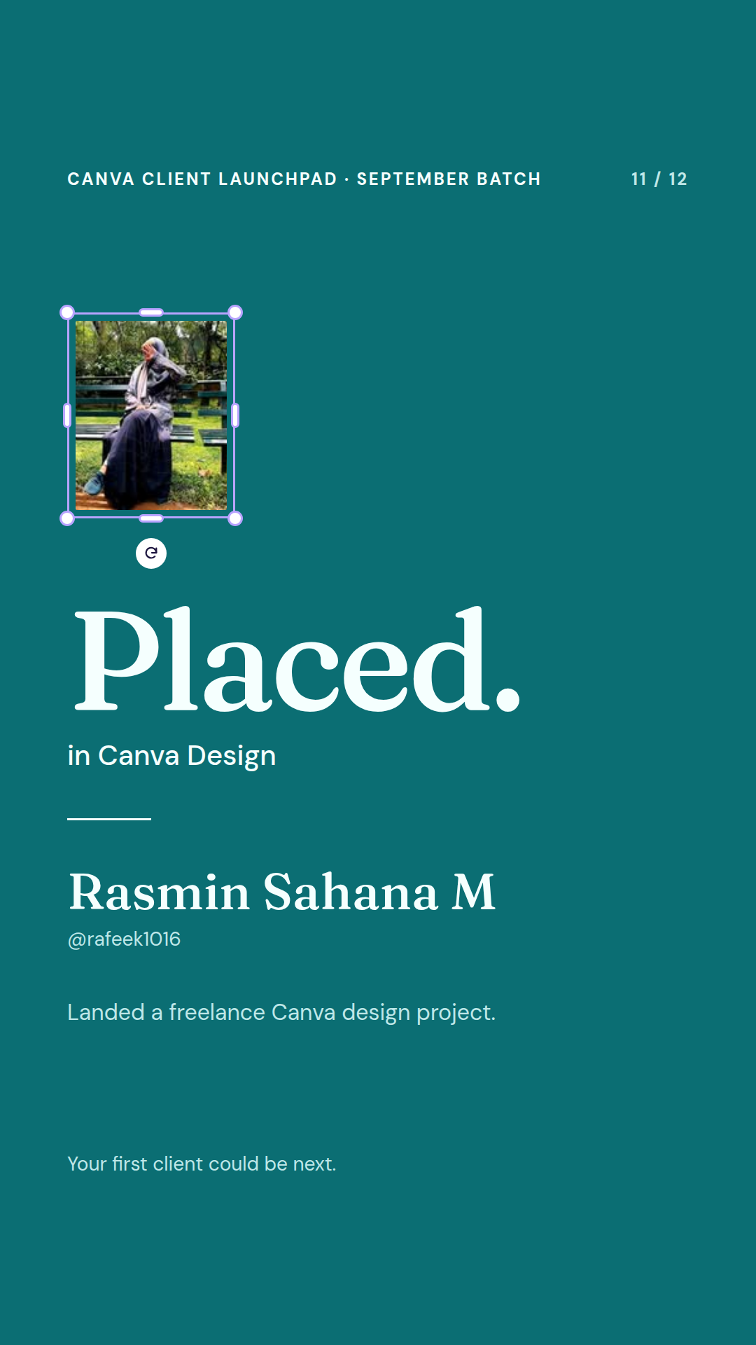 Rasmin Sahana M — Canva Initiative placement, Wabbithire