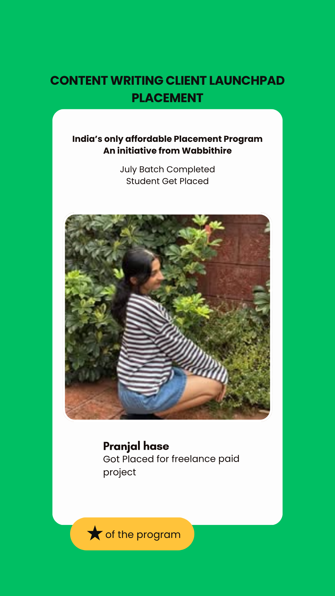 Pranjal Hase — Freelance Paid Project opportunity through the Wabbithire Writing Initiative (July 2026 Batch)