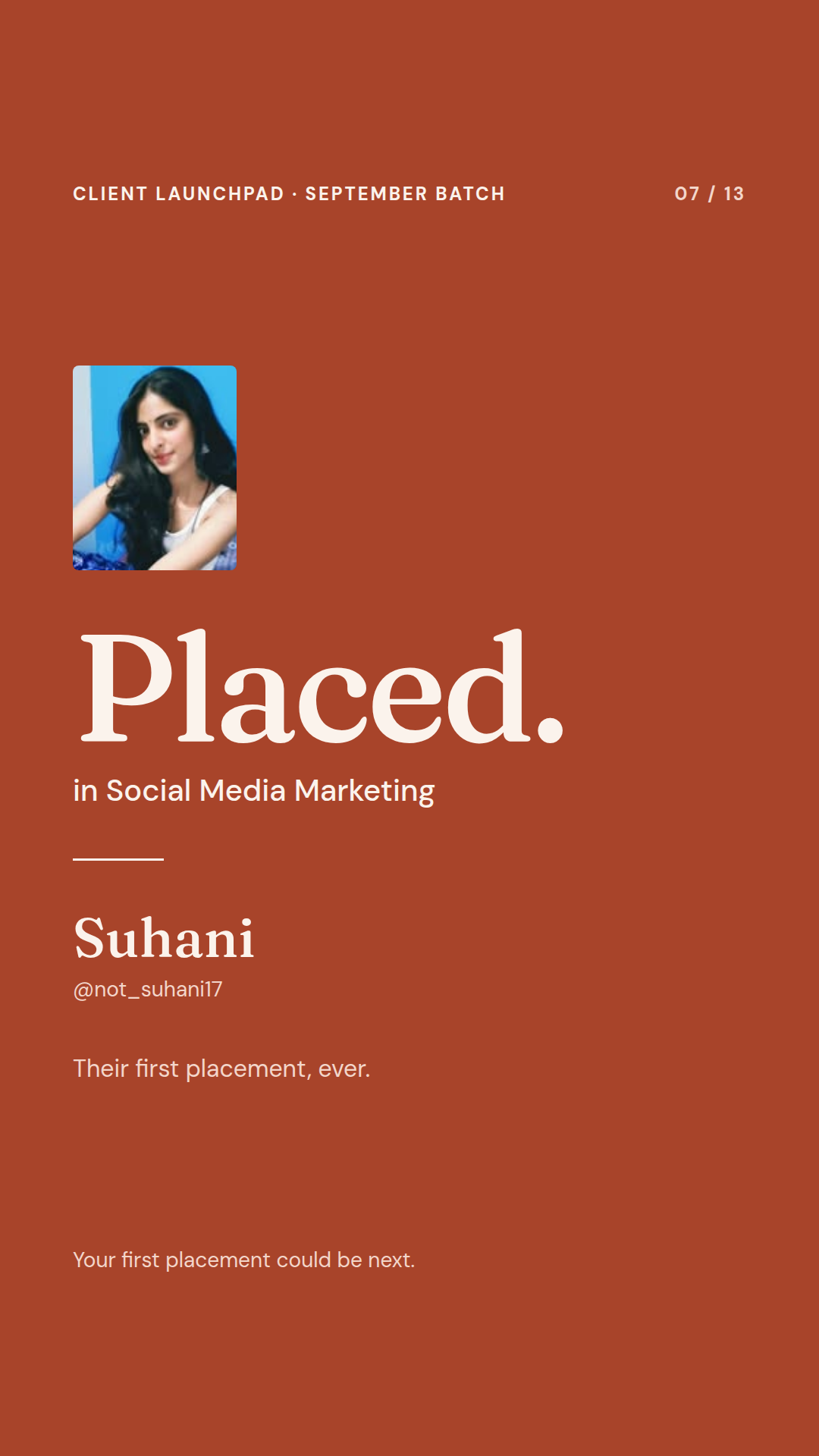 Suhani — Social Media Initiative placement, Wabbithire