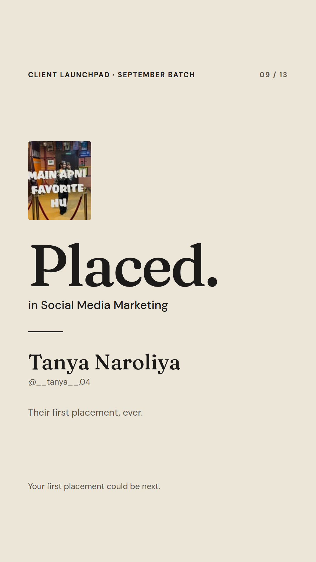 Tanya Naroliya — Social Media Initiative placement, Wabbithire