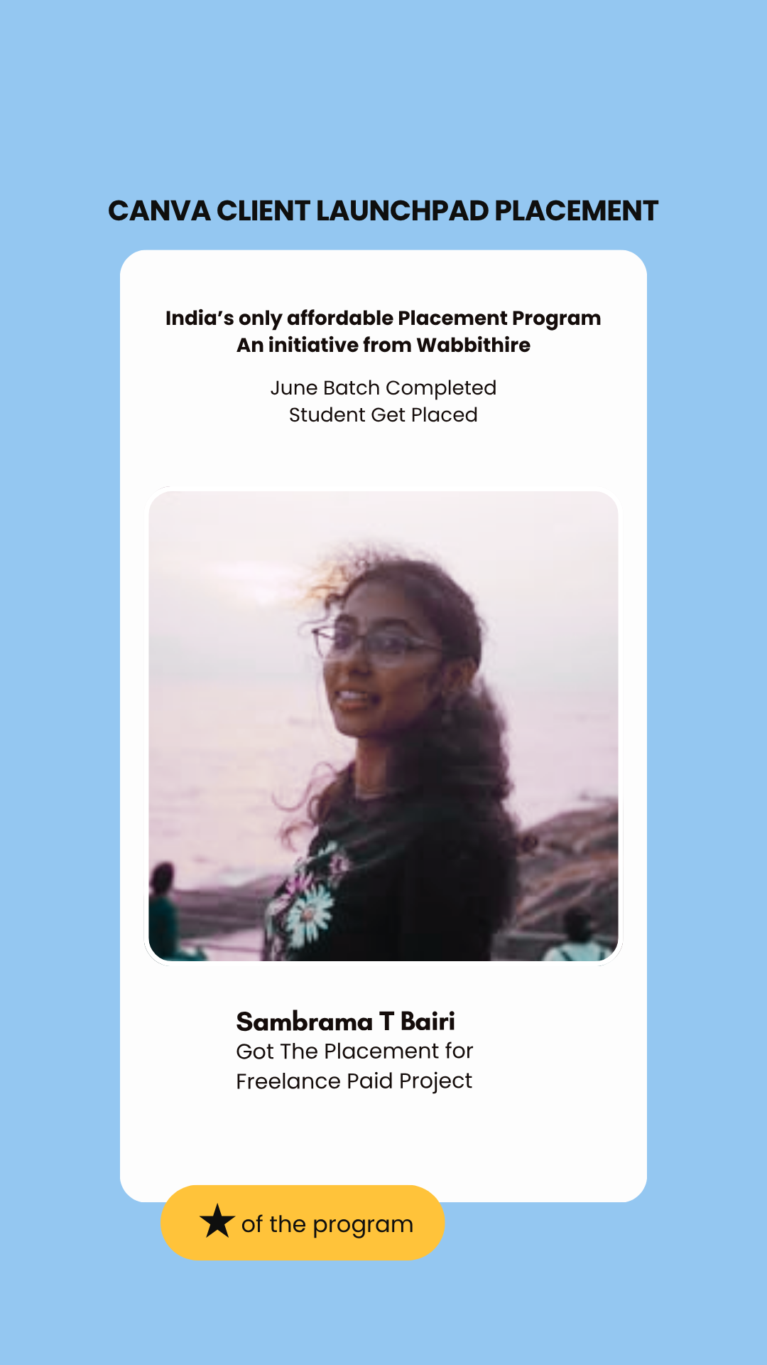 Sambrama T Bairi — placed through Wabbithire Client Launchpad