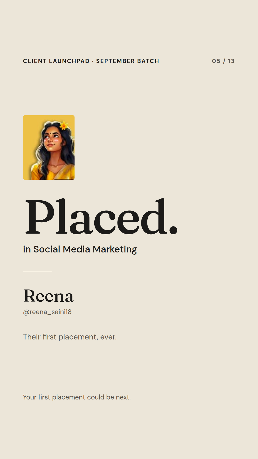 Reena — Social Media Initiative placement, Wabbithire
