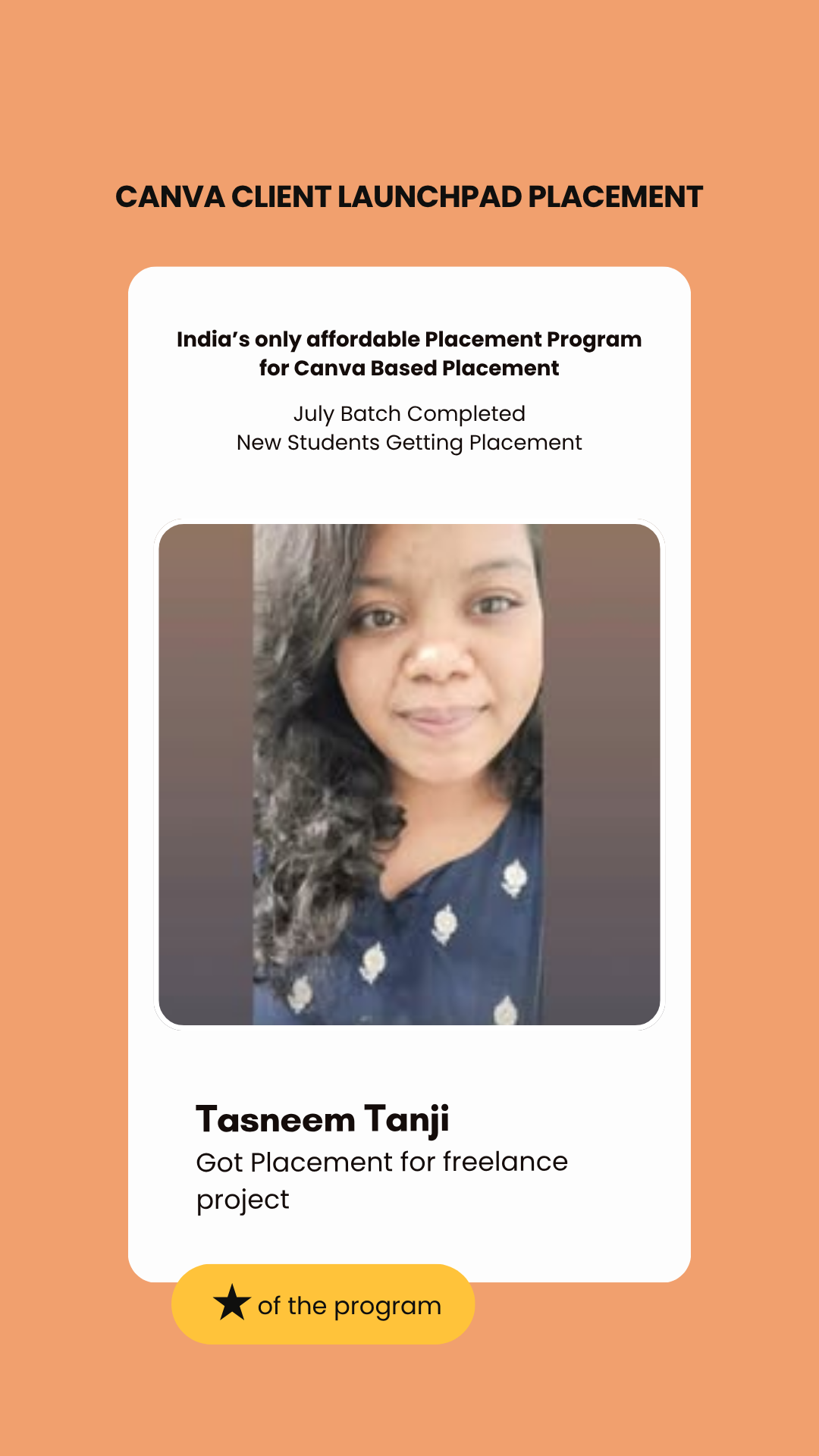 Tasneem Tanji — Canva Initiative placement, Wabbithire