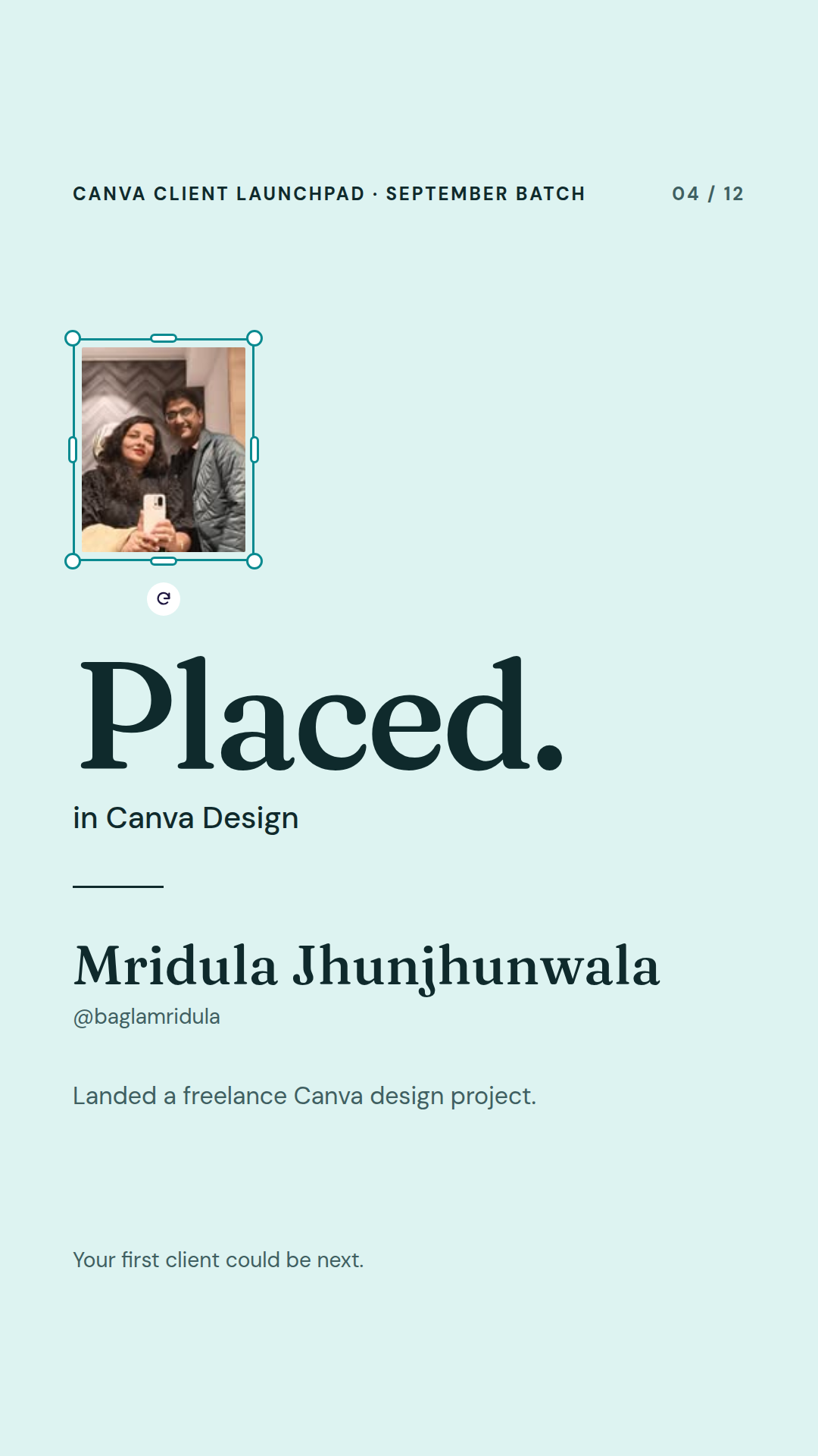 Mridula Jhunjhunwala — Canva Initiative placement, Wabbithire